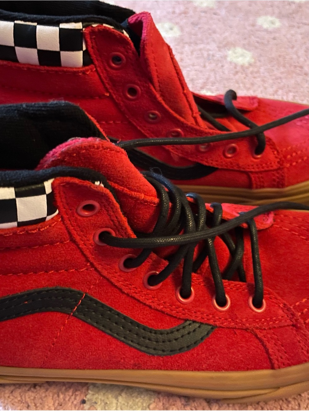Vans Red and Black High-Top Sneakers
